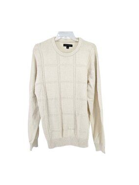 Tricots St Raphael Mens XL Beige Textured Knit Sweater Cotton Blend LS Pullover